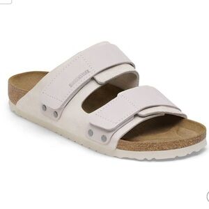 New In Box Birkenstock Uji Nubuck Suede Leather White Sandals Narrow Size 39